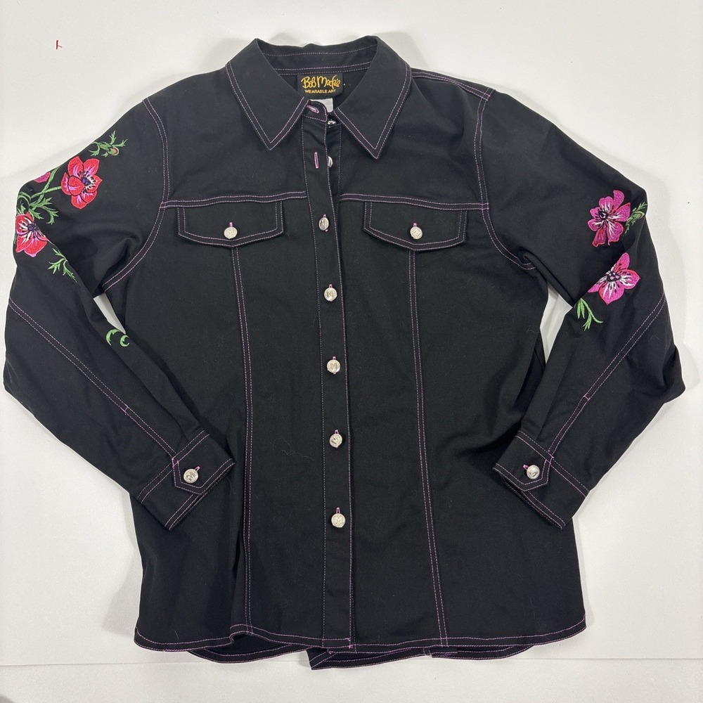Bob Mackie Wearable Art Shirt Jacket Button-Up Embroidered Size‎ M